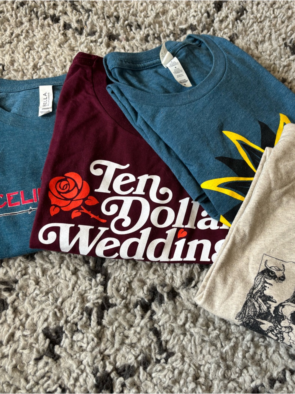 Vintage Graphic Tee Bundle - Teal, Burgundy, Cream